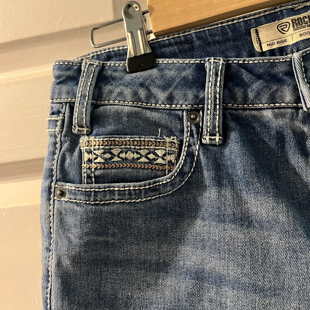 Stylish Blue Flare Women's Jeans - Picture 2 of 4